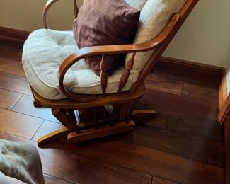 Rocking chair. L-23, W-30, H-41. Available for presale. Text Sara at (407) 448-3093.