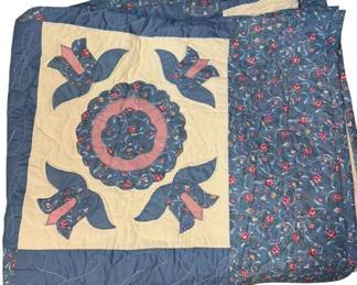 Blue Bird Handpieced Machine Sewn Quilt