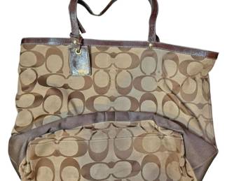 COACH Brown Switching Signature Tote Bag