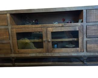 Reclaimed Wood and Forged Iron TV Stand