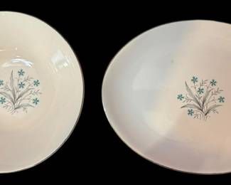 Scio Hampton Teal Flower Serving Plate Bowl