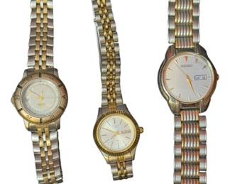 3 Silver and Gold Tone Wrist Watches