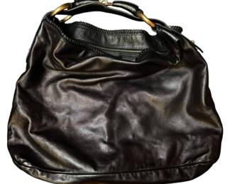 Gucci Black Leather Horsebit Hobo Hand Bag