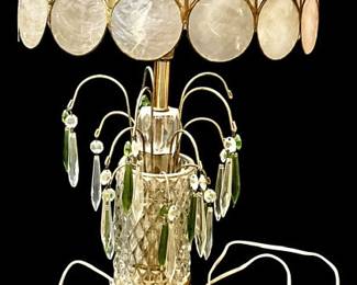 Capiz Shell Lamp with Crystal Brass Base