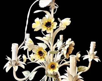 Vintage Italian Tole Floral Chandelier