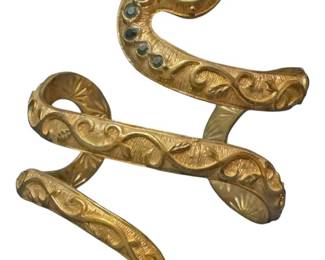 Emerald and Gold Tone Snake Cuff Bracelet