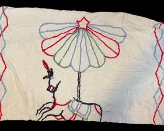 Vintage 50s Chenille Circus Themed Blanket