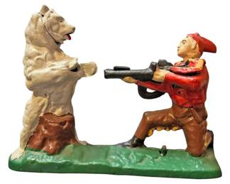 Cast Iron Indian Bear Mechanical Bank