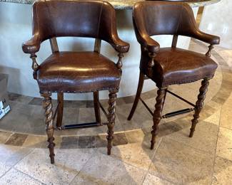 Stanley Leather Barstools set of four 