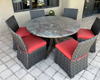 Outdoor table and six chairs