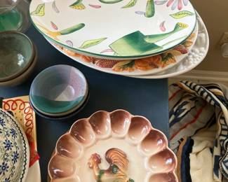 Devilled egg plate, Large Clay Art Le Jardin platter