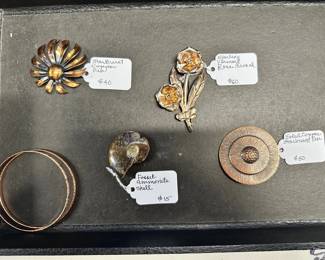 HHC448 Myrna Lee Chang Sterling, Copper Jewelry, Shell And Bracelet Lot