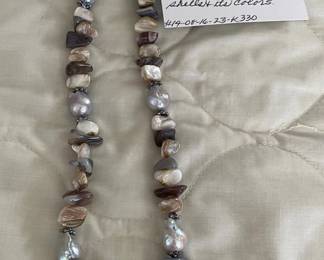 HHC502 - Myrna Lee Chang “Mother-of-Pearl & Baroque Pearl Necklace 11 1/2”