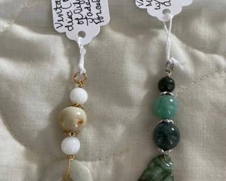 HHC580 - Myrna Lee Chang Jade Monkey & Agate Beaded Pendants