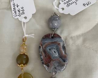 HHC588 - Myrna Lee Chang Jade, Druzi, & Agate Pendants
