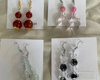HHC552 - Myrna Lee Chang Lucite, Carnelian, Jade, & Crystal Dangles