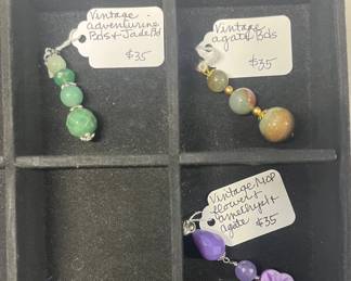 HHC406 Myrna Lee Chang Vintage Amethyst, Jade, And Agate Pendants