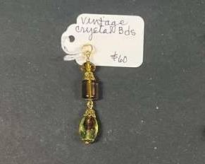 HHC469 Myrna Lee Chang Vintage Glass + Agate Bead Pendants And Vintage Crystal Pendant
