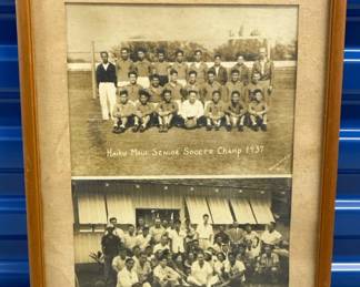 HHC162 - Framed 1937 Photographs - Dole Plantation Employees, Maui 1937 & Haiku Senior Soccer Team