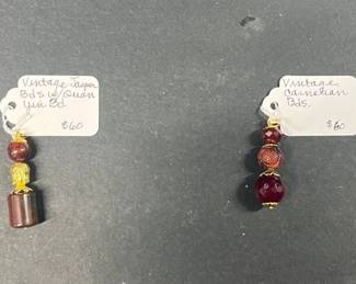 HHC457 Myrna Lee Chang Japanese + Carnelian Pendants