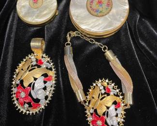 HHC402 - Vintage Compacts & Fashion Dubai Gold Color Jewelry