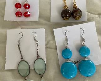 HHC528 - Myrna Lee Chang Turquoise, Crystal, & Assorted Beaded Earrings