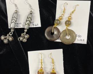 HHC434 - Myrna Lee Chang Agate & Pewter Earrings