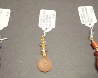 HHC421 Lot Of Three Myrna Lee Chang Pendants With Natural Stone Beads