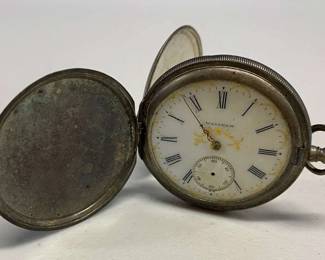 HHC138 - Antique Waltham Sterling Silver Pocket Watch