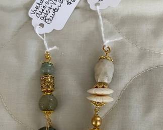 HHC587 - Myrna Lee Chang Lucite, Bone, Agate, & Jade Pendants