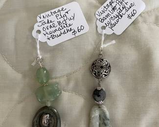 HHC585 - Myrna Lee Chang Jade Bamboo & Jade Pig/Buddha Pendants