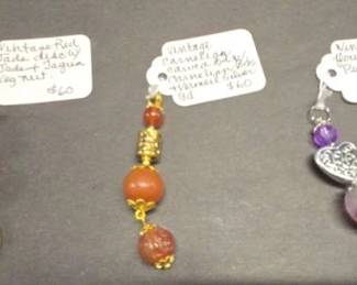 HHC425 Lot Of Three Vintage Myrna Lee Chang Pendants Adorned With Natural Stone Beads