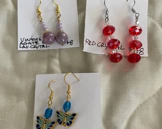 HHC510 - Myrna Lee Chang Butterfly, Agate, & Crystal Earrings
