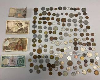 HHC114 Foreign International Coins & Currency Collection - Mostly Older