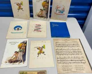 HHC144 - Antique 1930s Hawaii Souvenirs - Hawaii Postcard Set, Ship Menus, Passenger Lists & MORE!