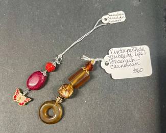 HHC409 Myrna Lee Chang Vintage Jade “Circle Of Life” Porcelain Pendant And Butterfly Enamel Pendant