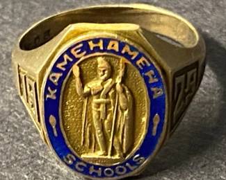 HHC100 - Antique Class of 1929 14k Gold Kamehameha Schools Class Ring