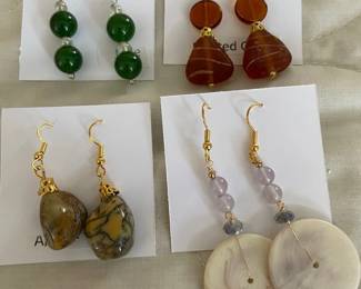 HHC544 - Myrna Lee Chang Agate, Pearl, Glass , & Jade Dangles