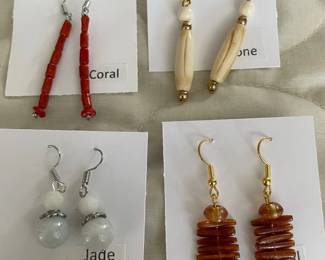 HHC563 - Myrna Lee Chang Coral, Bone, & Jade Dangles