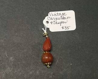 HHC410 Myrna Lee Chang Vintage Quartz, Carnelian + Jasper, Jade Pendants