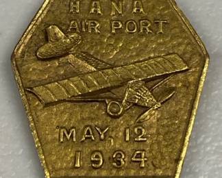 HHC166 - Rare 1934 Hana Airport, Maui Brass Pendant
