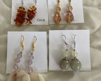 HHC559 - Myrna Lee Chang Pearl, Glass, Jade, & Coral Dangles