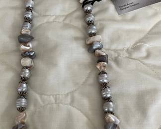 HHC499 - Myrna Lee Chang Natural Shells & Baroque Pearl Necklace 10 1/2”