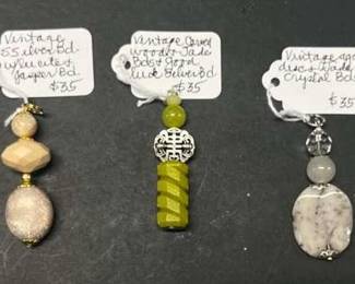 HHC407 Myrna Lee Chang Vintage Jasper, Jade, Crystal Pendants