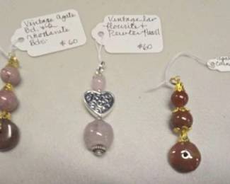 HHC414 LOT OF Three Myrna Lee Chang Pendants With Natural Stone Beads