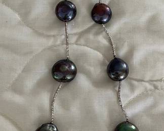HHC503 - Myrna Lee Chang Sea Blue Fresh Water Pearl Necklace 10 1/4”