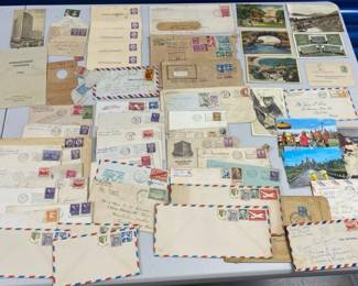 HHC155 - Vintage Postcards From Around the World, Envelopes w/Stamps & Other Collectible Ephemera