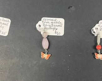 HHC445 3 Myrna Lee Chang Vintage Enamel Butterfly Pendants
