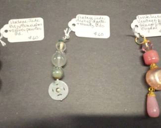HHC424 Lot Of Three Myrna Lee Chang Vintage Pendants With Natural Stone Beads