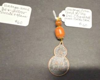 HHC433 Three Vintage Mryna Lee Chang Pendants With Natural Stone Beads